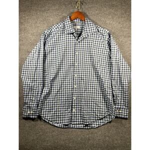 Peter Millar Button Up Shirt Men's XL Blue Plaid Long Sleeve Cotton Blend Casual